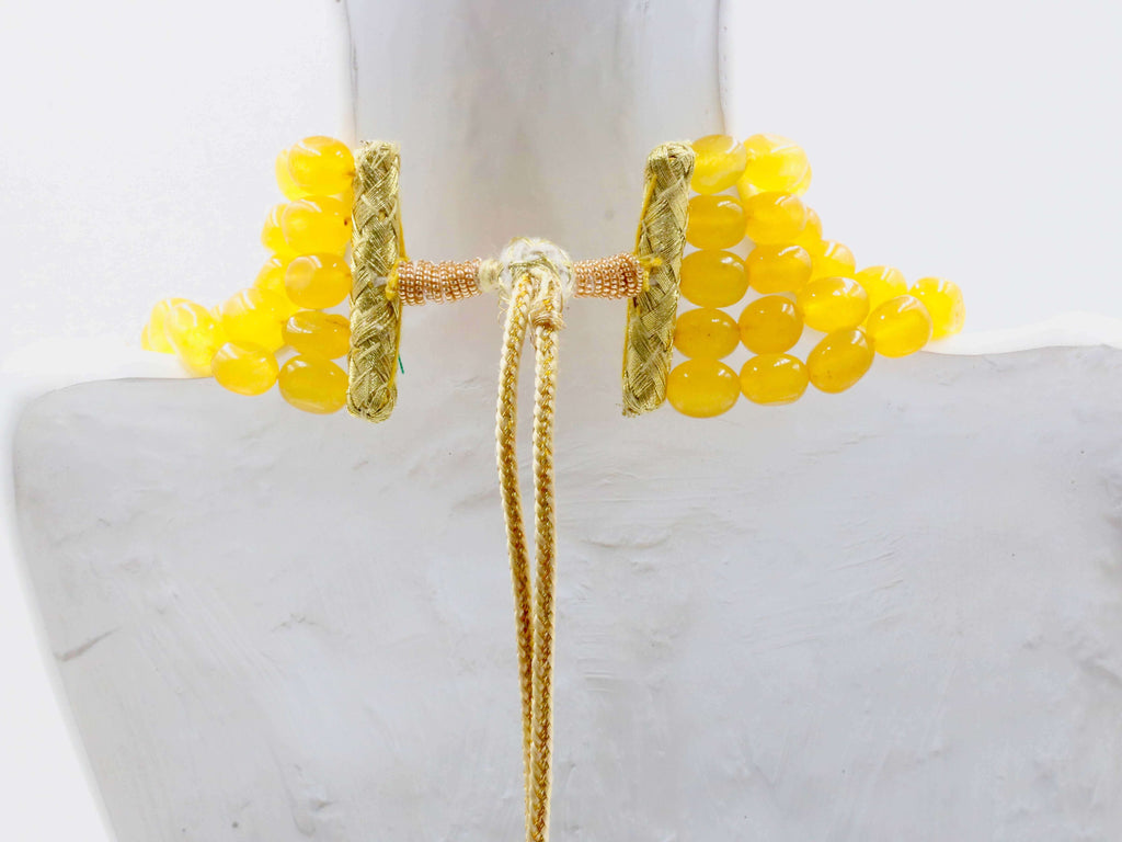 Layered Yellow Quartz Necklace for Indian Dress