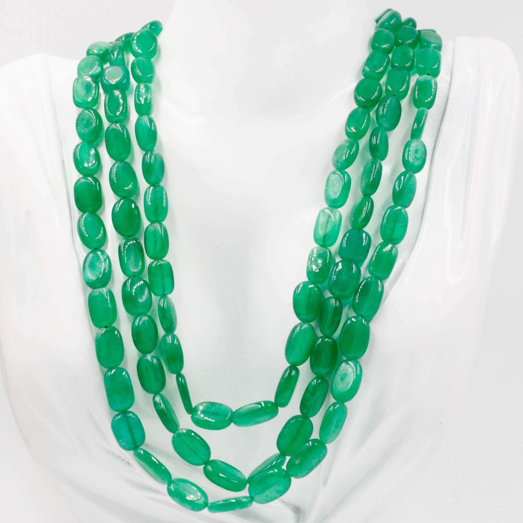 Indian Style Beaded Necklace with Natural Emeralds
