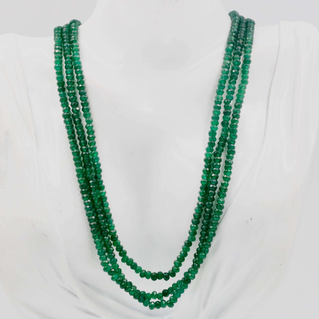 Handmade Emerald Beaded Necklace with Sarafa Design from India