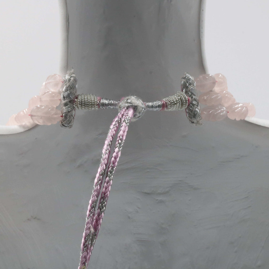Rose Quartz Carved Beaded Necklace: Chic Style
