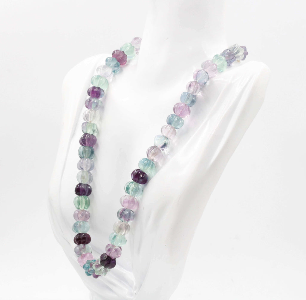Multi Color Fluorite Long & Layered Necklace - Indian Jewelry