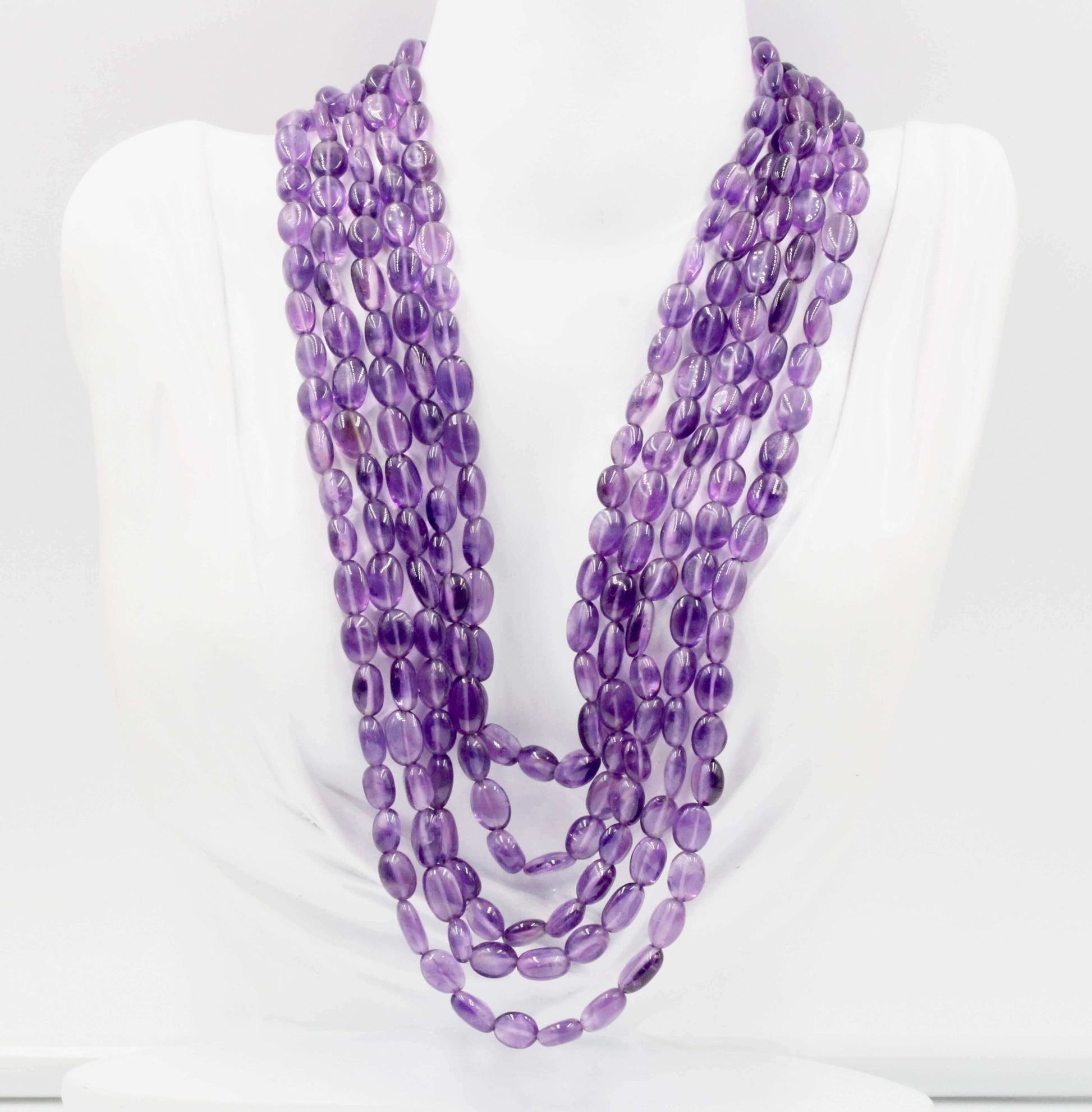 Amethyst Multi - Strand Beaded Necklace - Taj Mahal Gems