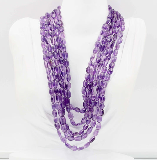 Amethyst Multi - Strand Beaded Necklace - Taj Mahal Gems