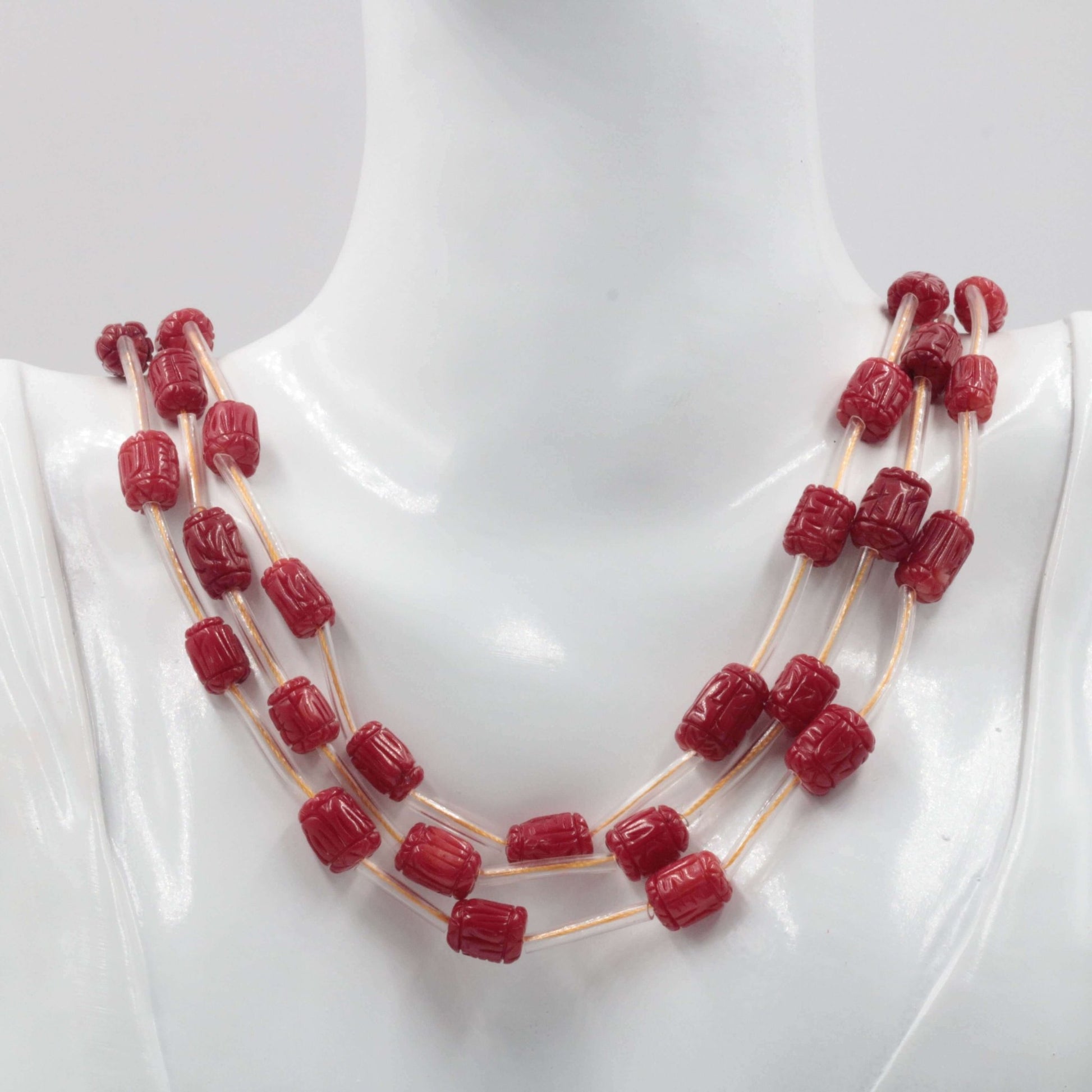 Antique Red Coral Bead Strands - Taj Mahal Gems