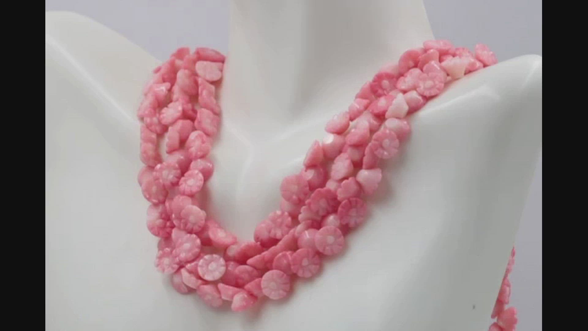 Pink Coral Rose Beaded Strands - Taj Mahal Gems