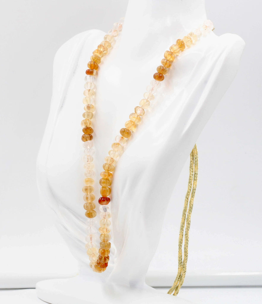 Long & Layered Sarafa Jewelry - Yellow Citrine Quartz Necklace