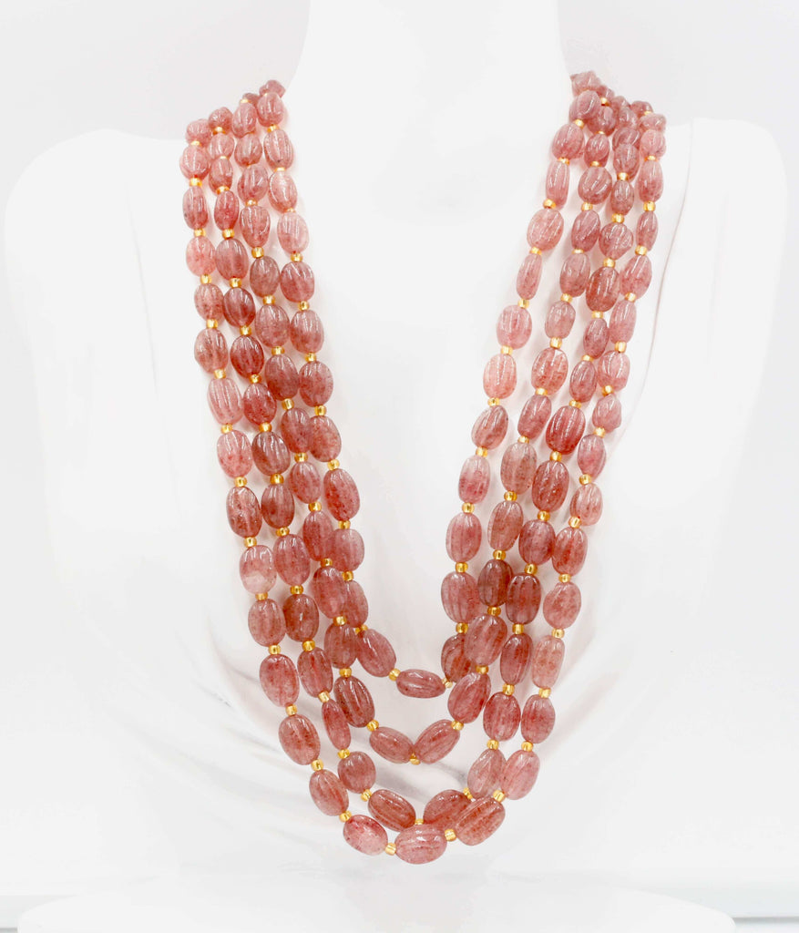 Red Strawberry Quartz Long & Layered Necklace