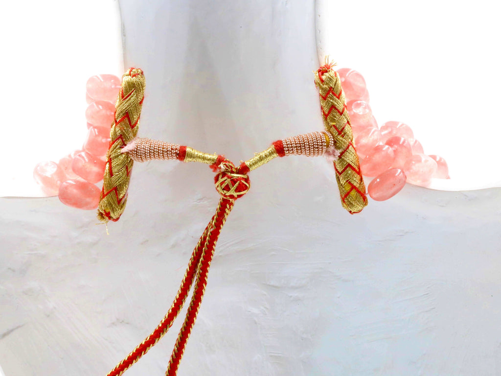 High Quality Natural Pink Quartz Jewelry - Sarafa Inspired Necklace