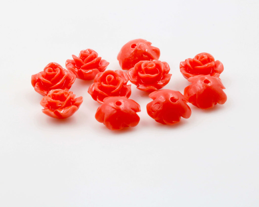 Orange Coral Loose Beads with Rose Shaped for DIY Jewelry