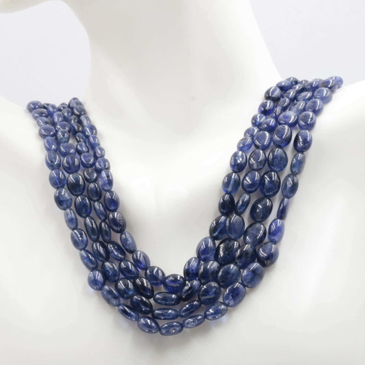 Blue Sapphire Beaded Necklace - Taj Mahal Gems