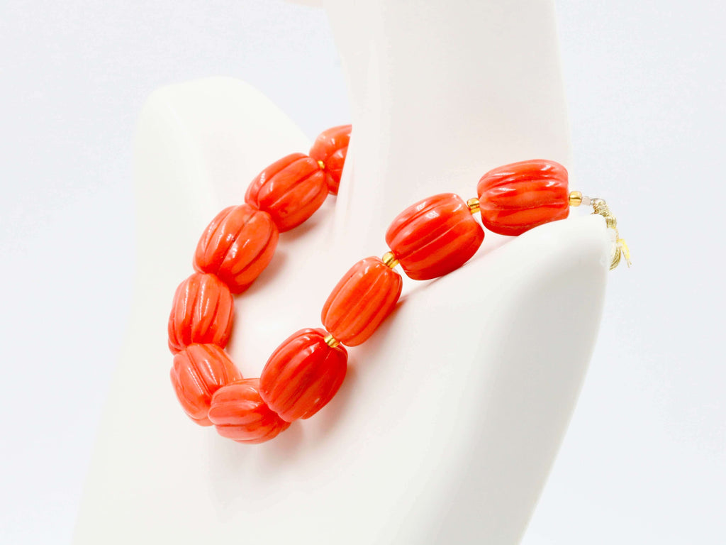 DIY Jewelry Supplies: Orange Italian Coral Gemstone for Necklace