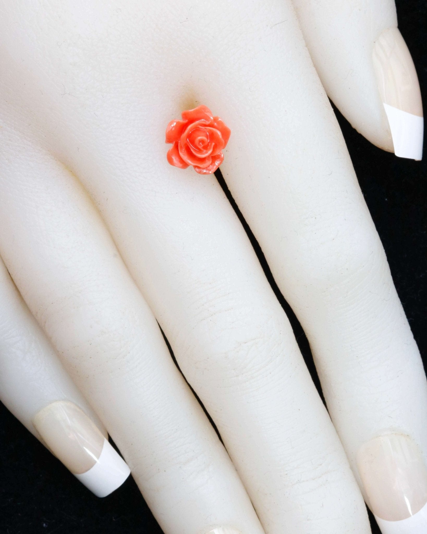Coral Rose flower Beads 10mm - Taj Mahal Gems