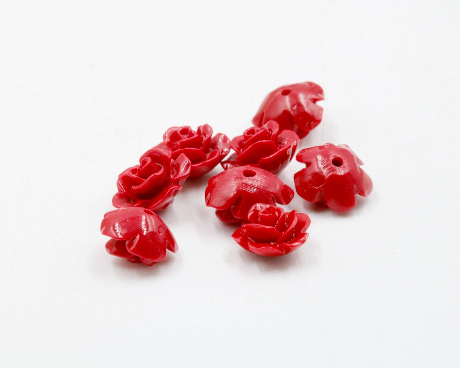 Coral Rose flower Beads 10mm - Taj Mahal Gems