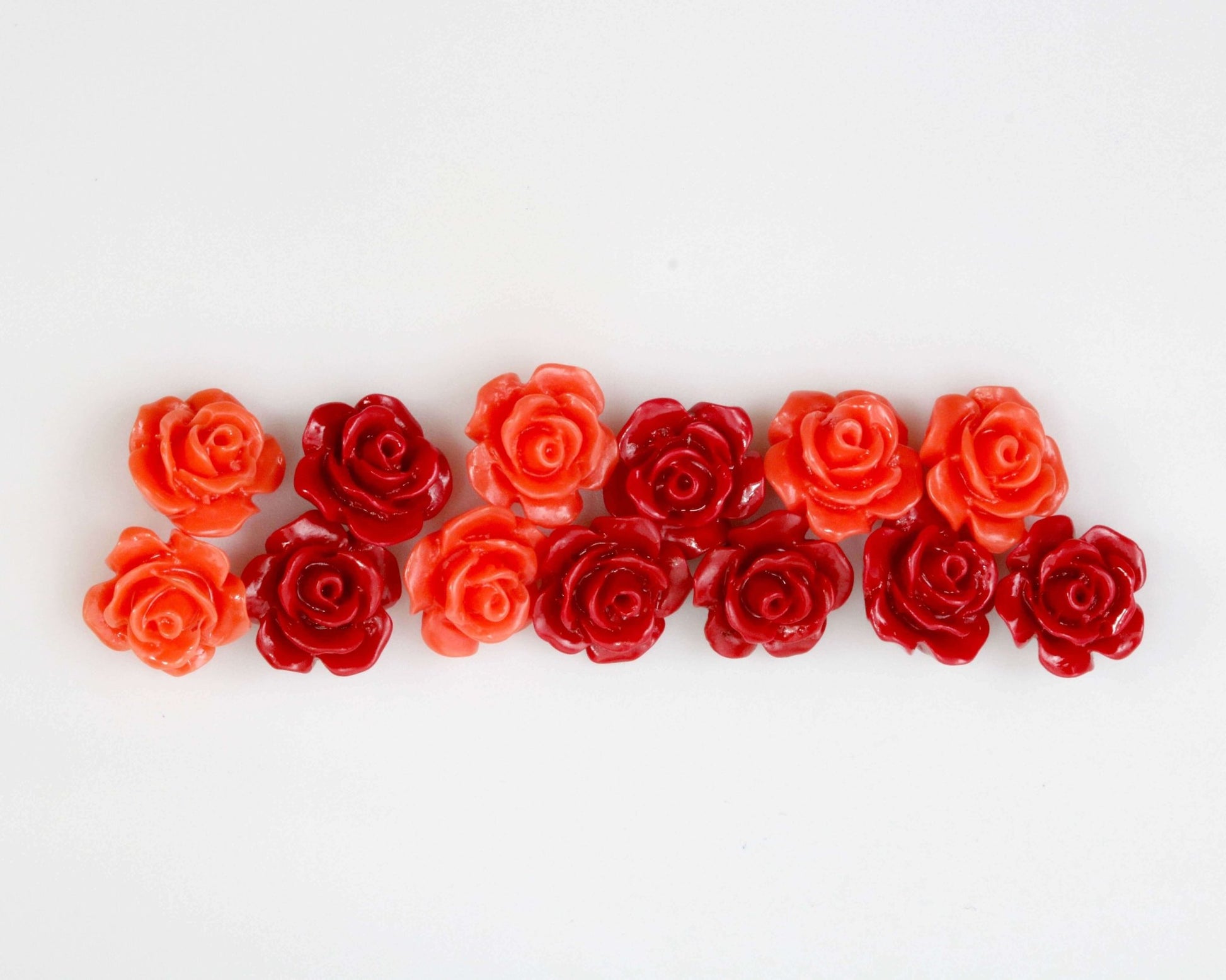 Coral Rose flower Beads 10mm - Taj Mahal Gems
