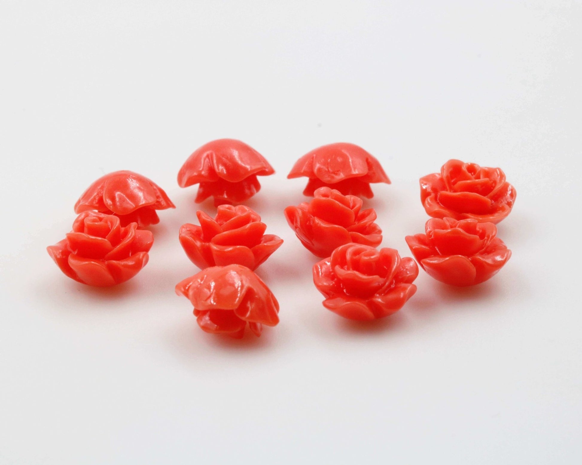 Coral Rose flower Beads 10mm - Taj Mahal Gems