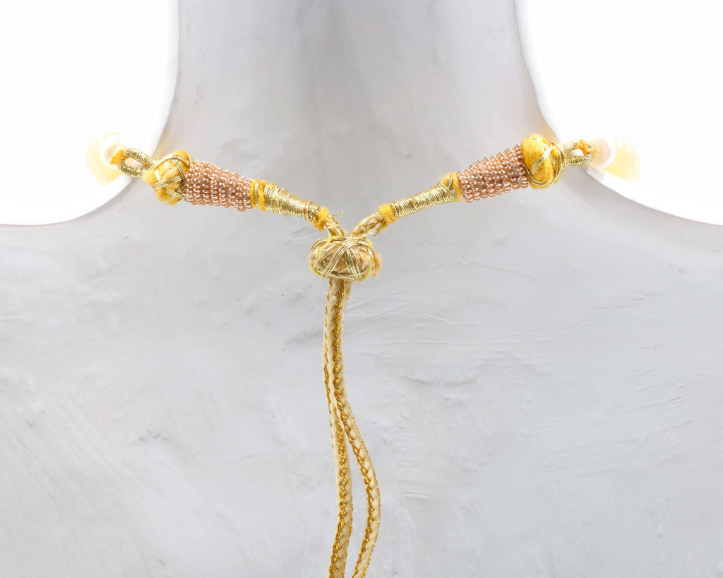 Natural Yellow Sapphire & Pearl Necklace - Indian Jewelry