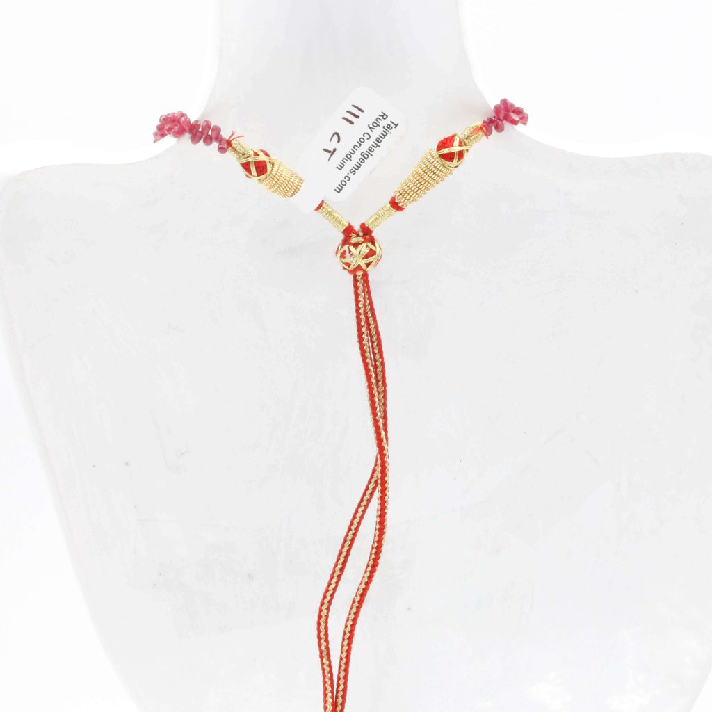 Long Natural Ruby Necklace - Indian Sarafa Jewelry