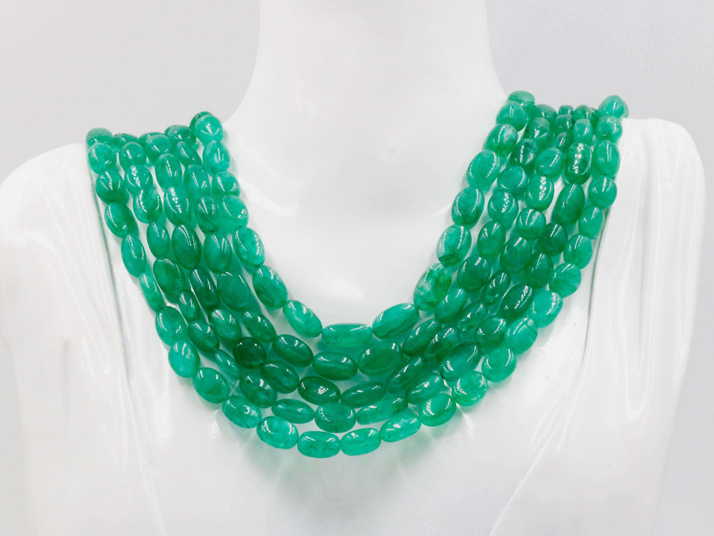 Natural Emerald Jewelry: Necklace for Green Saree/Sari