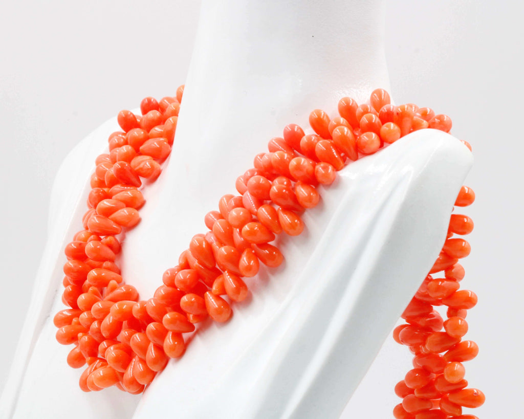 Natural Orange Coral Beads Necklace for DIY Jewelry idea