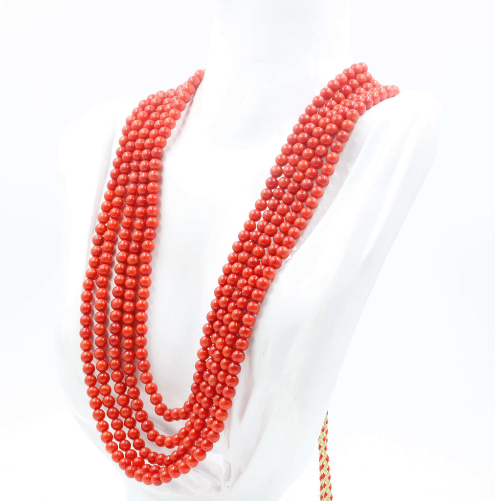 Natural Orange Coral Jewelry - Necklace for Red Dress