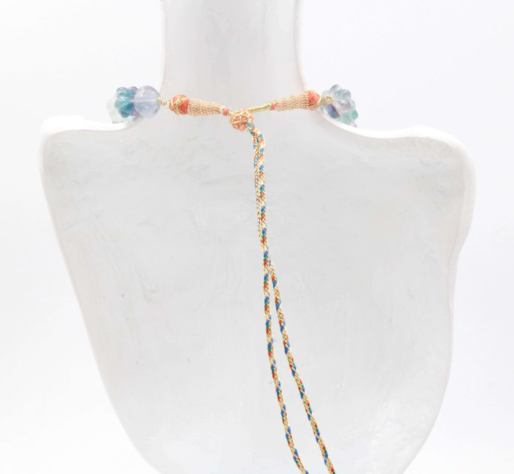 Sarafa Styled Green & Purple Fluorite Gemstone Necklace