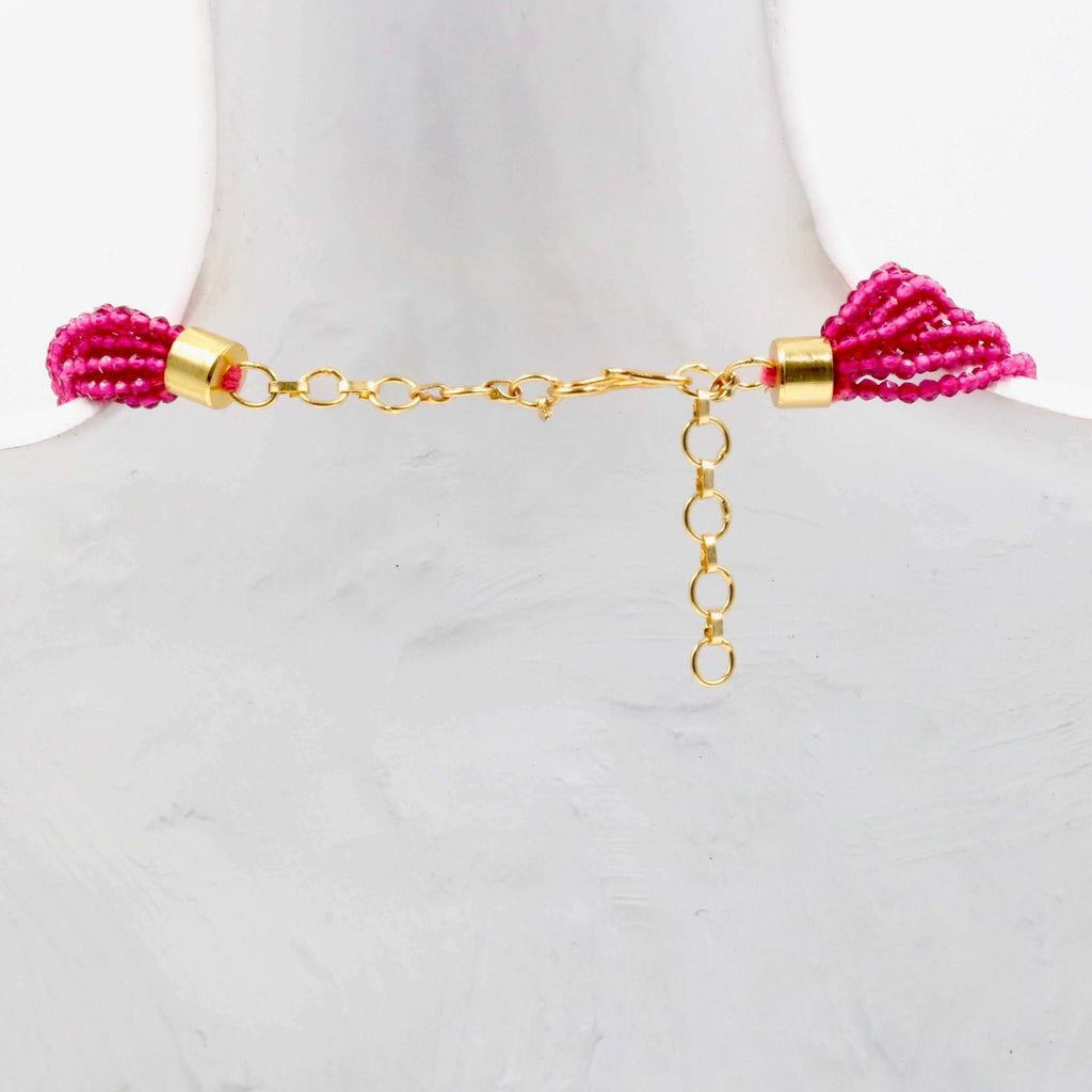 Natural Pink Big Crystal Long Necklace for Woman