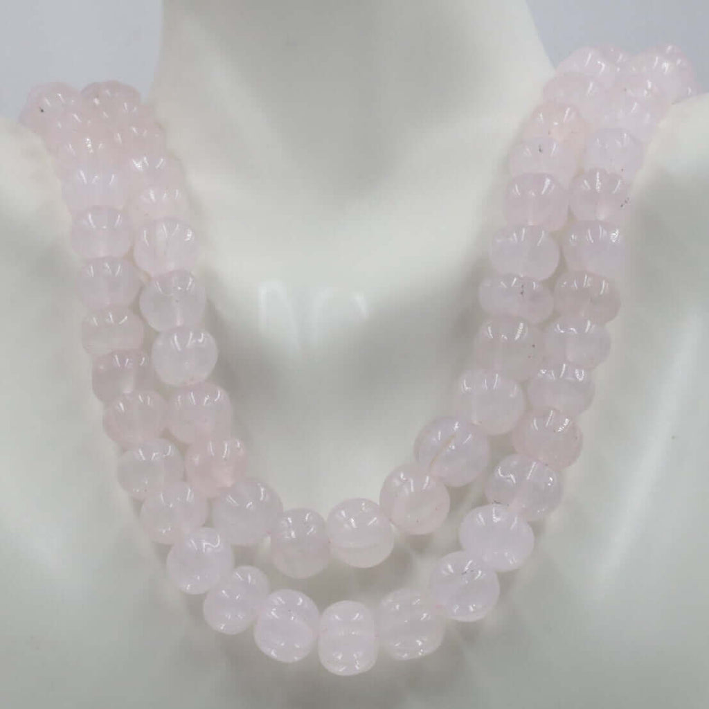 Long & Layered Natural Light Pink Quartz Necklace