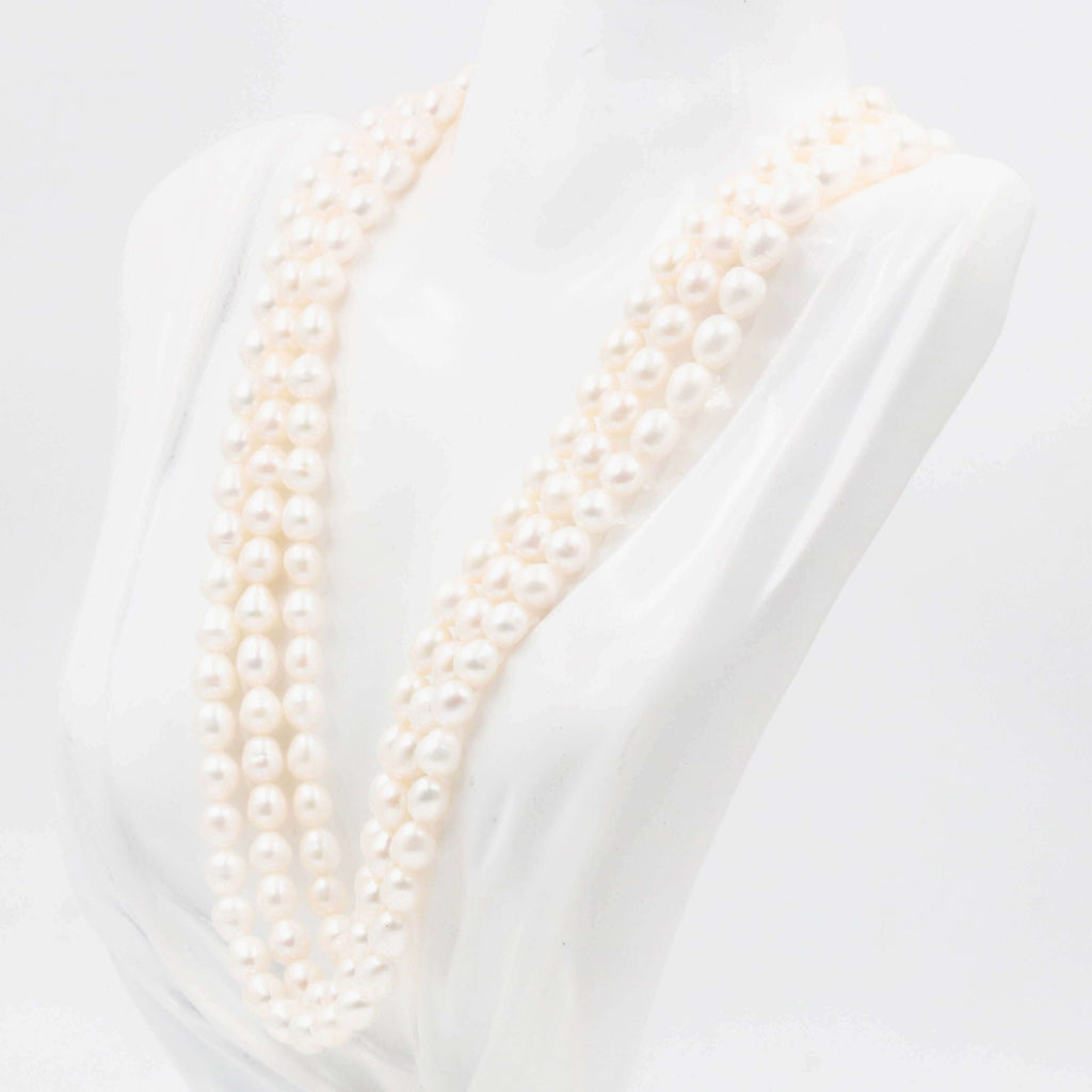 Long & Layered Cultured White Color Pearl Necklace