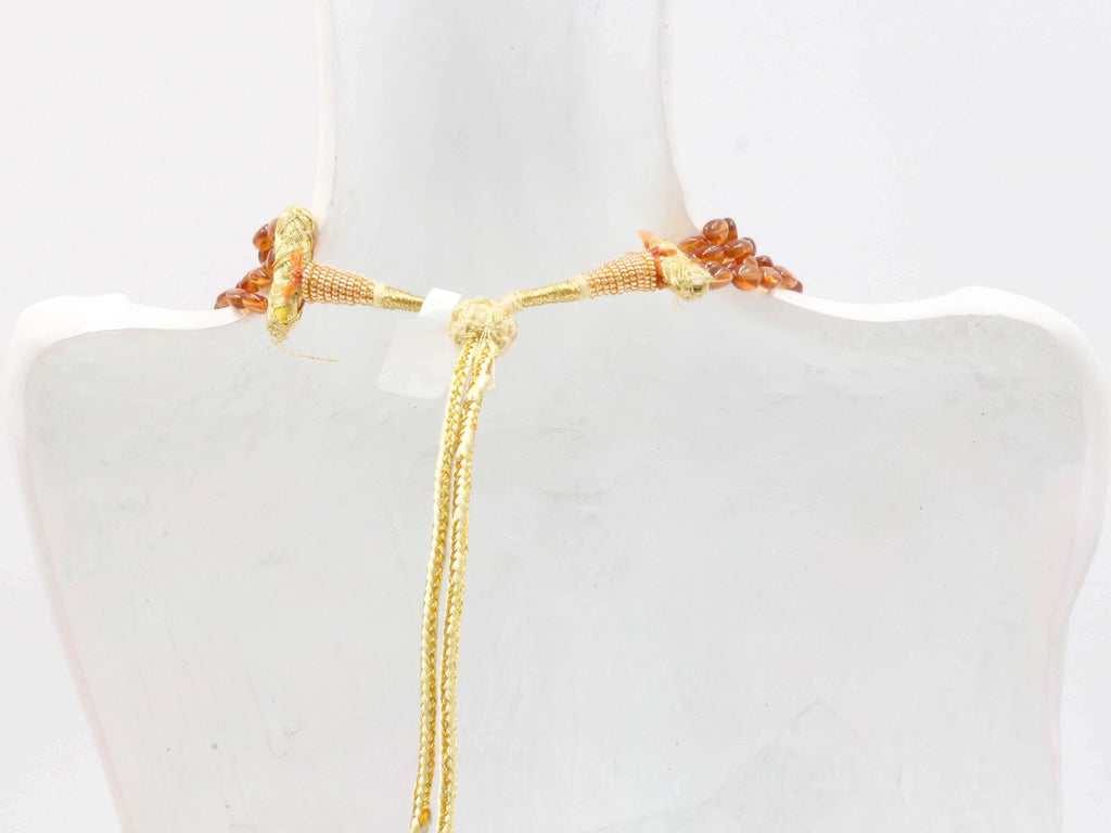Natural Orange Garnet Gemstone Jewelry - Indian Necklace