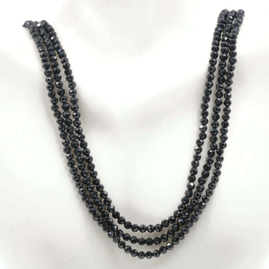 Elegant Black Spinel Bead Necklace - Taj Mahal Gems