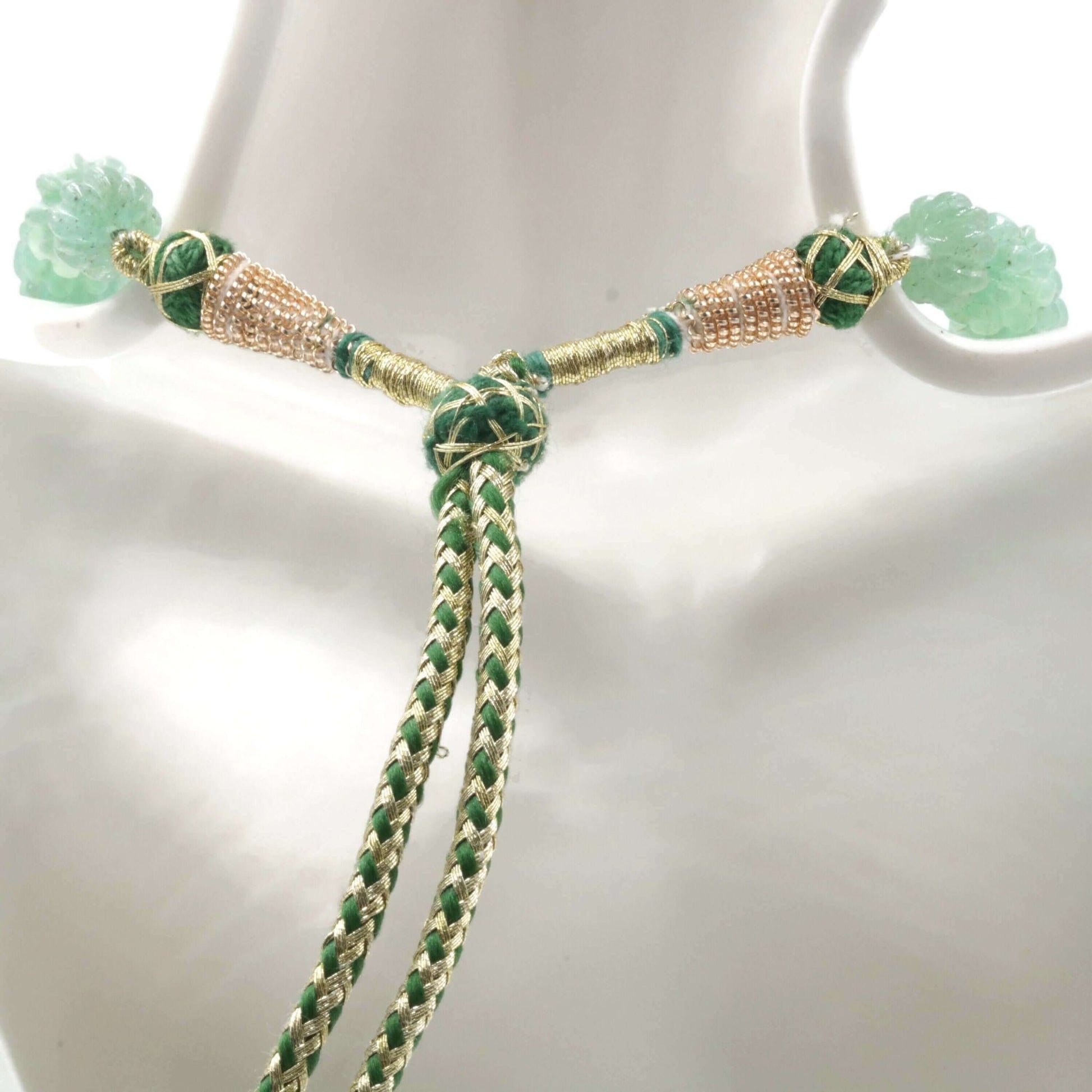 Emerald Beads Pumpkin Necklace - Taj Mahal Gems