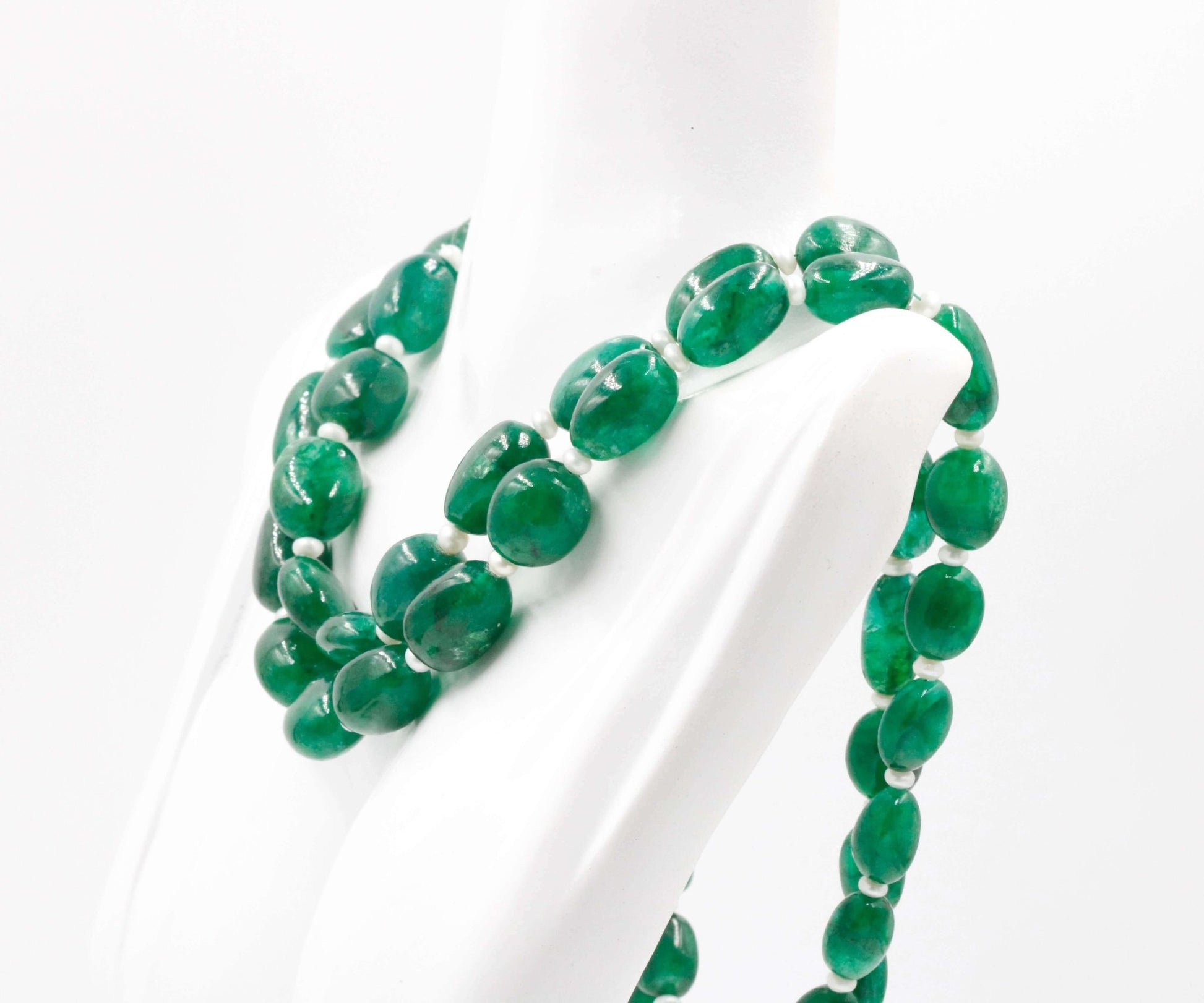 Emerald with Cultured Pearl Necklace - Taj Mahal Gems