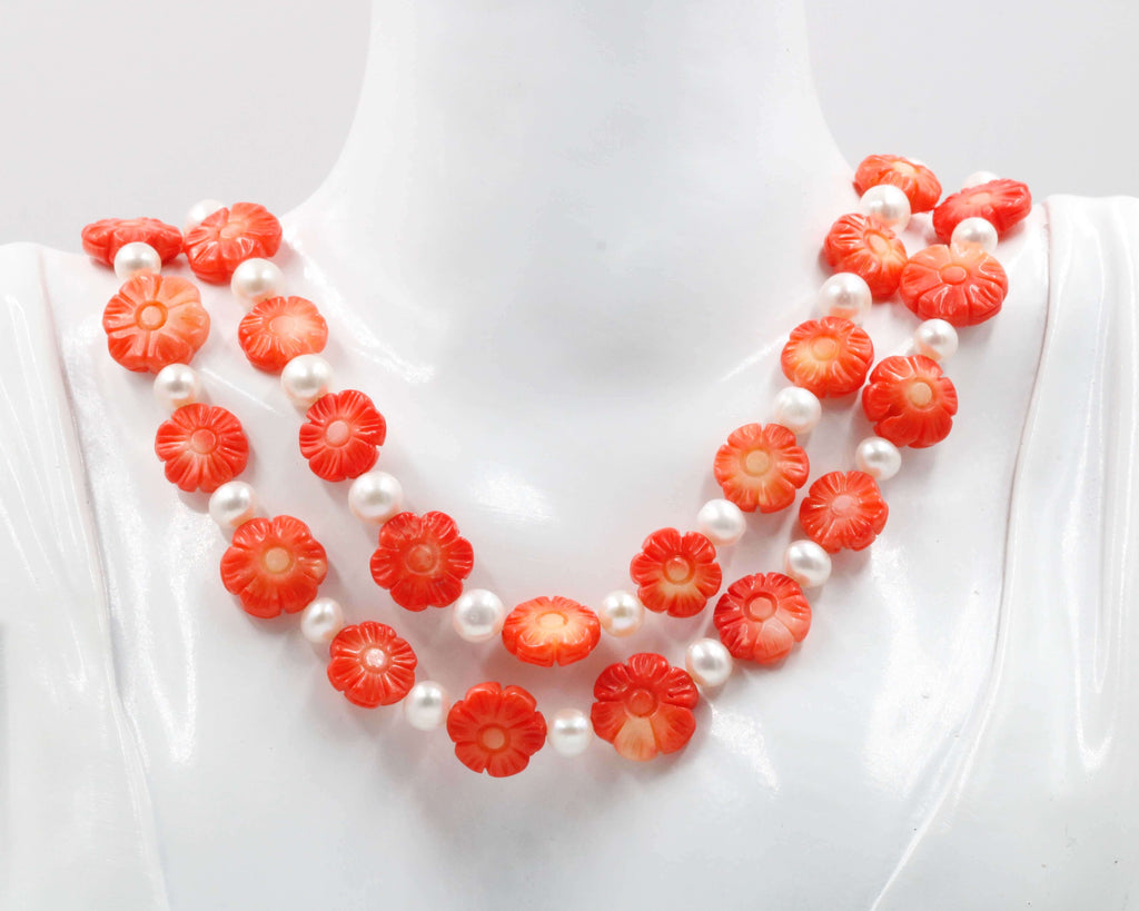 Pearl and Coral Necklace: Indian Jewelry