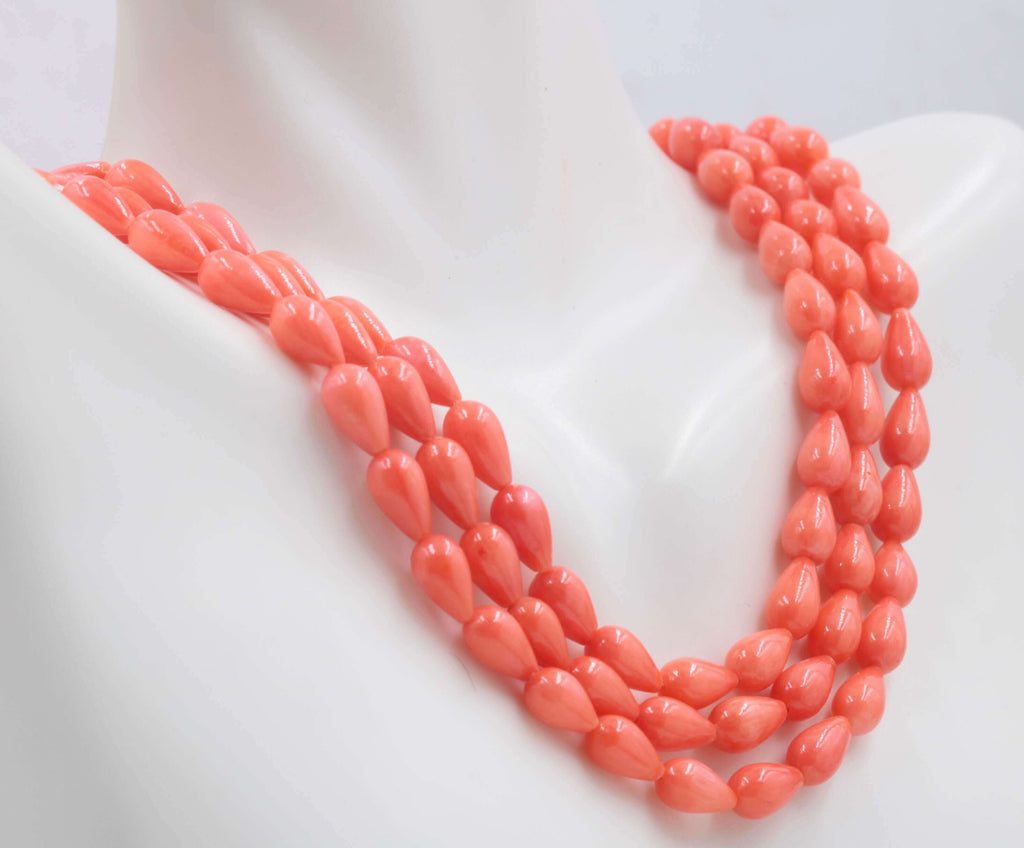 Natural Orange Coral Beads Necklace - Perfect Jewelry for Evening Gown