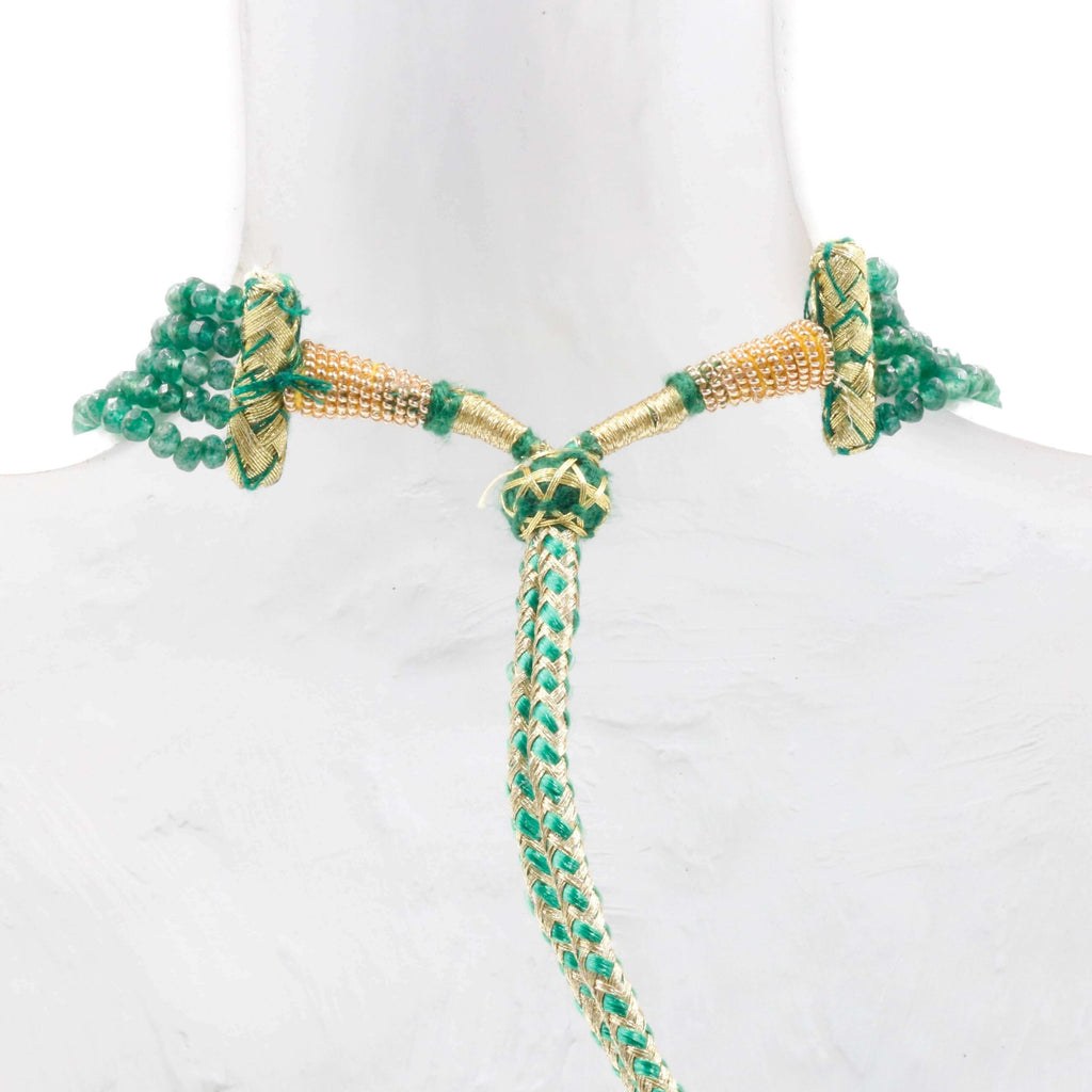 Natural Emerald Quartz Necklace with Indian Style