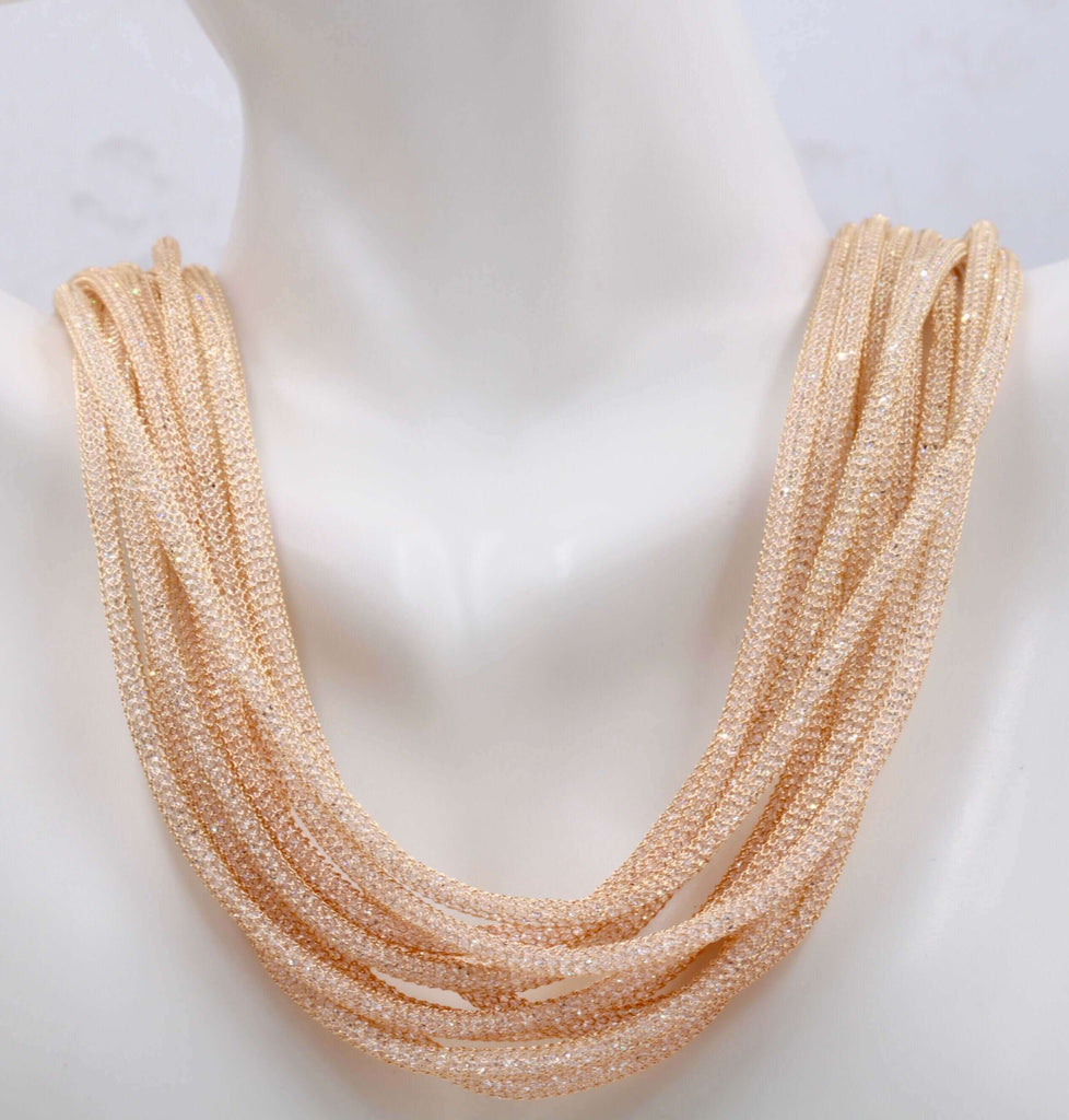Gold Mesh Sparkling Necklace - Trendy Necklace for Night Out