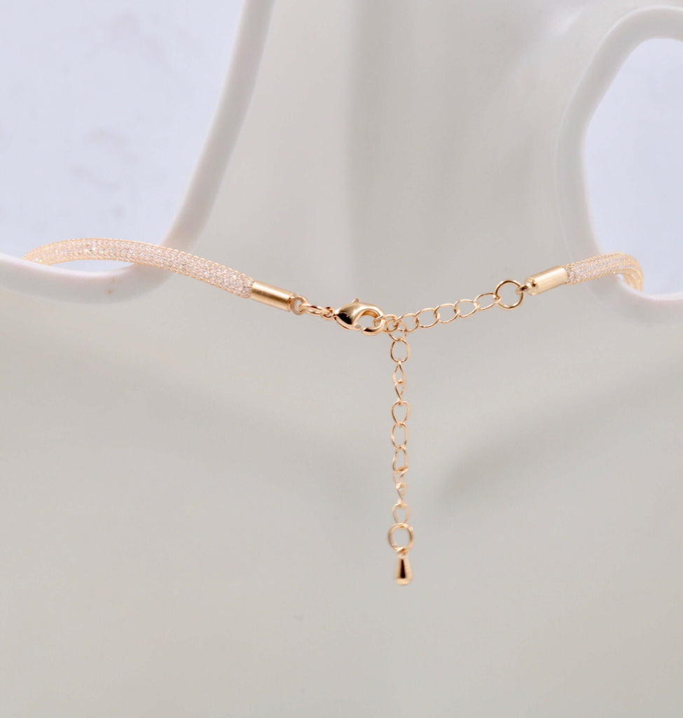 Rose Gold Mesh Sparkling Necklace Design Idea