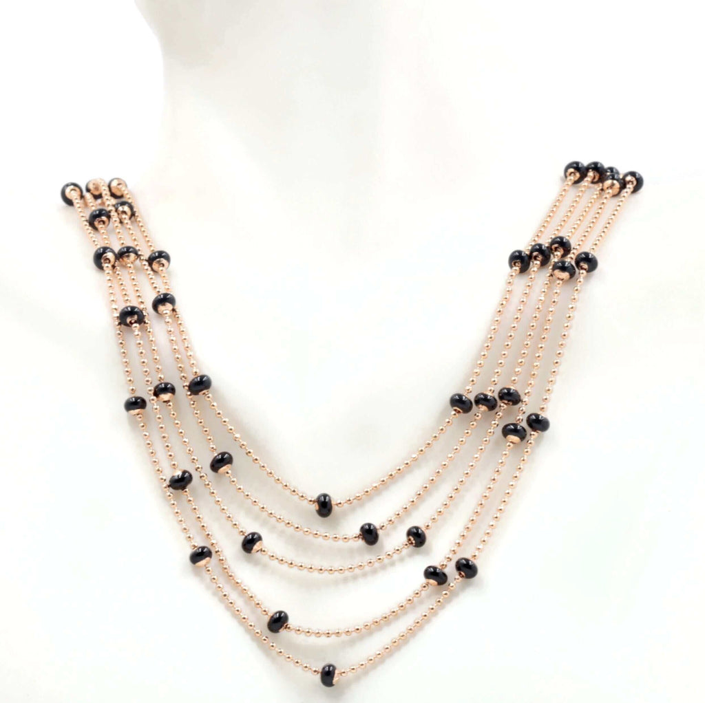 Rose Gold Chain with Black Onyx Beaded Necklace