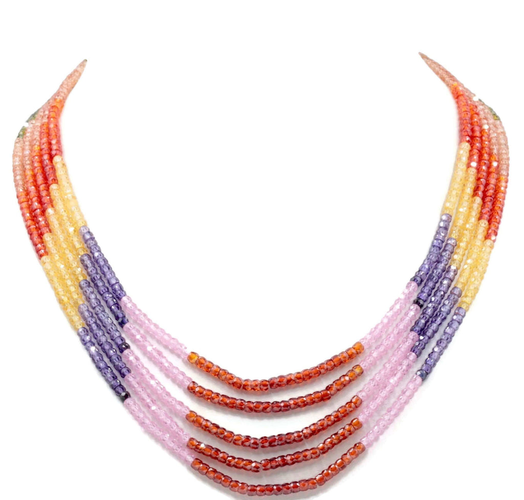 Wedding Accessories - Colorful CZ Necklace for Indian Jewelry