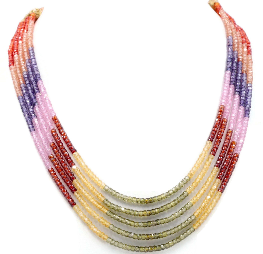 Party Accessories - Colorful CZ Necklace for Indian Jewelry