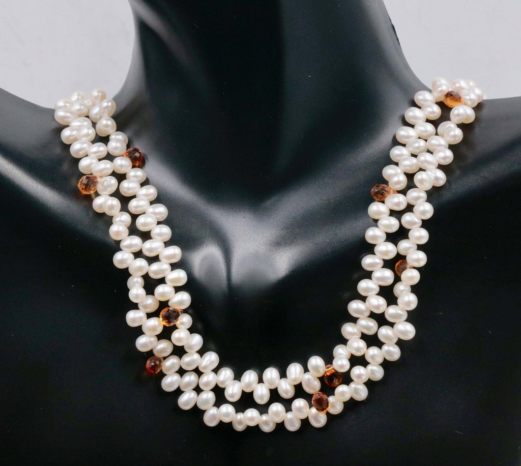 14K Gold & Pearl Necklace Design 2 Layered
