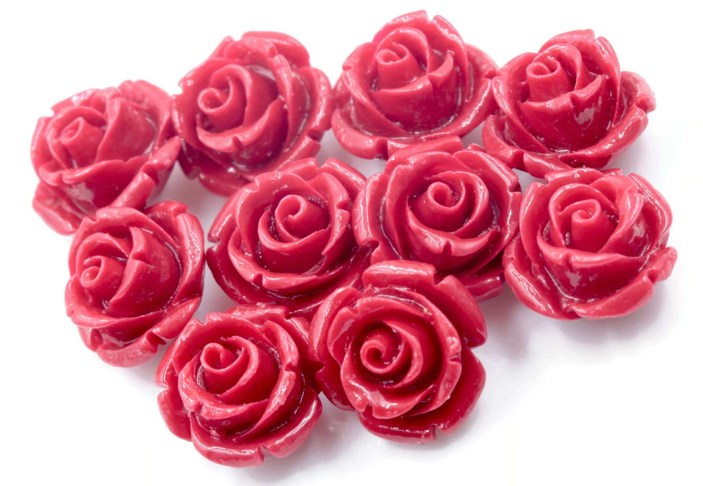 Red Color Rose Flower Shaped Coral Gemstones for DIY