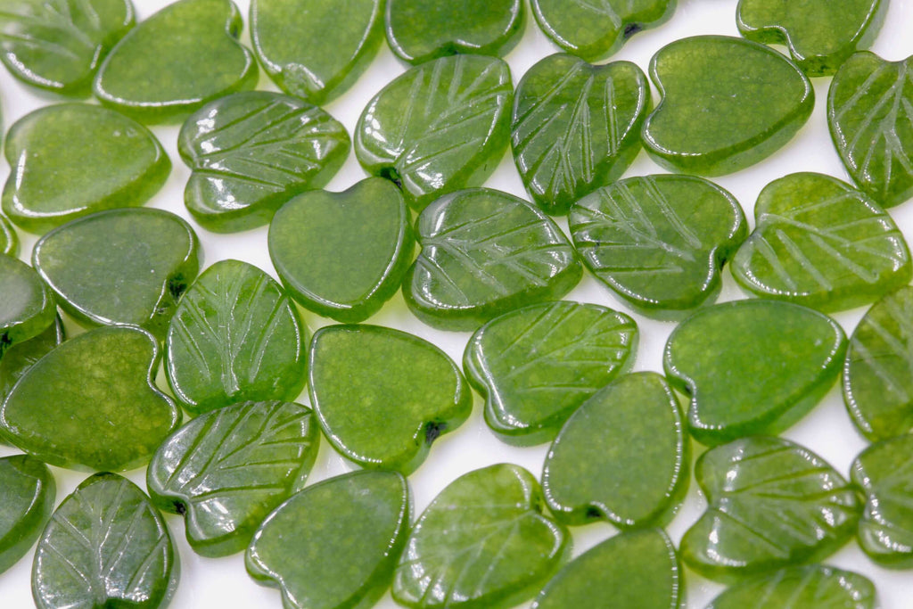 Natural Burma Jade Leaf Shaped Jade for DIY Jewelry Customizing