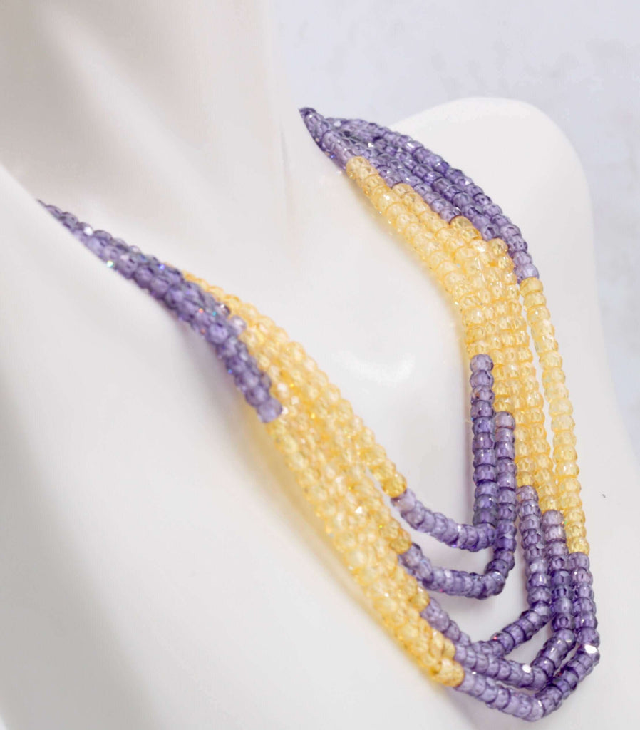 Colorful CZ Necklace - Indian Jewelry for Indian Saree/Sari