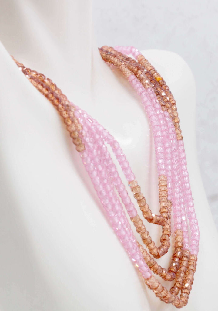 Natural Pink Gemstone Necklace for Traditional Indian Outfit Saree/Sari