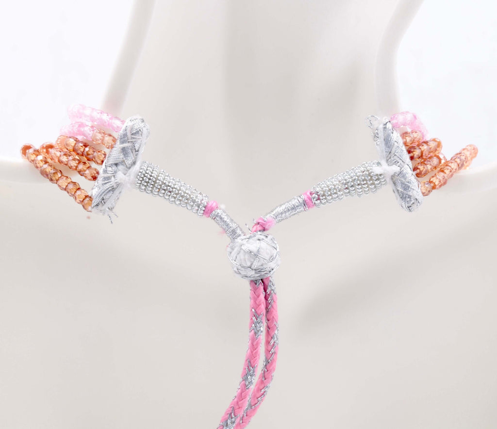 High Quality Cubic Zirconia Pink Necklace for Indian Woman