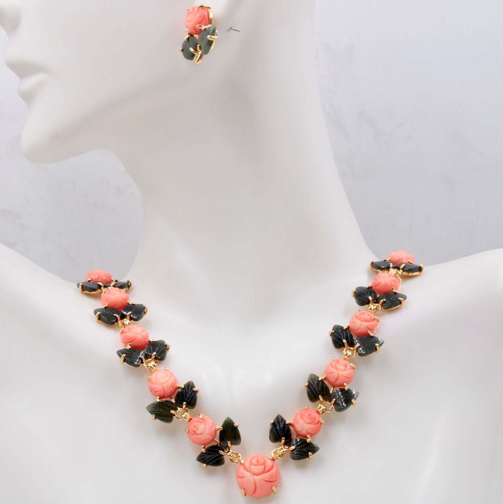Pink Coral Statement Necklace: Ethnic Handmade Detail
