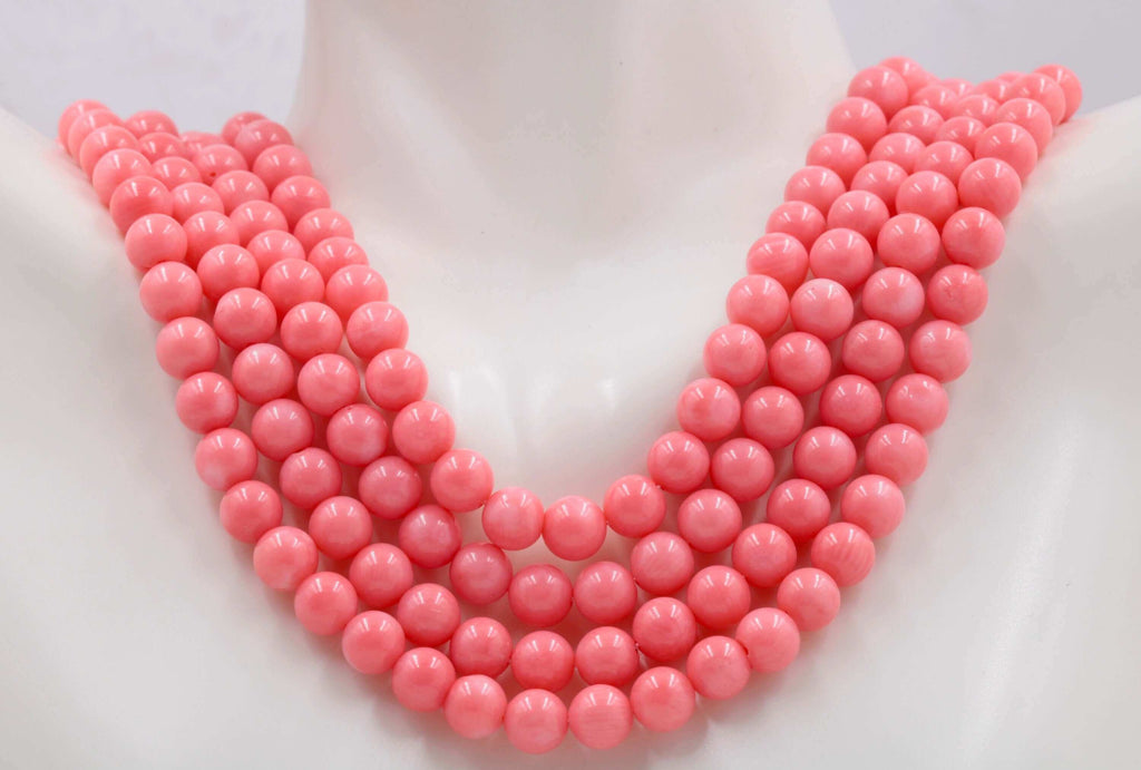 Natural Pink Coral Necklace - Big Coral & Multi Layers