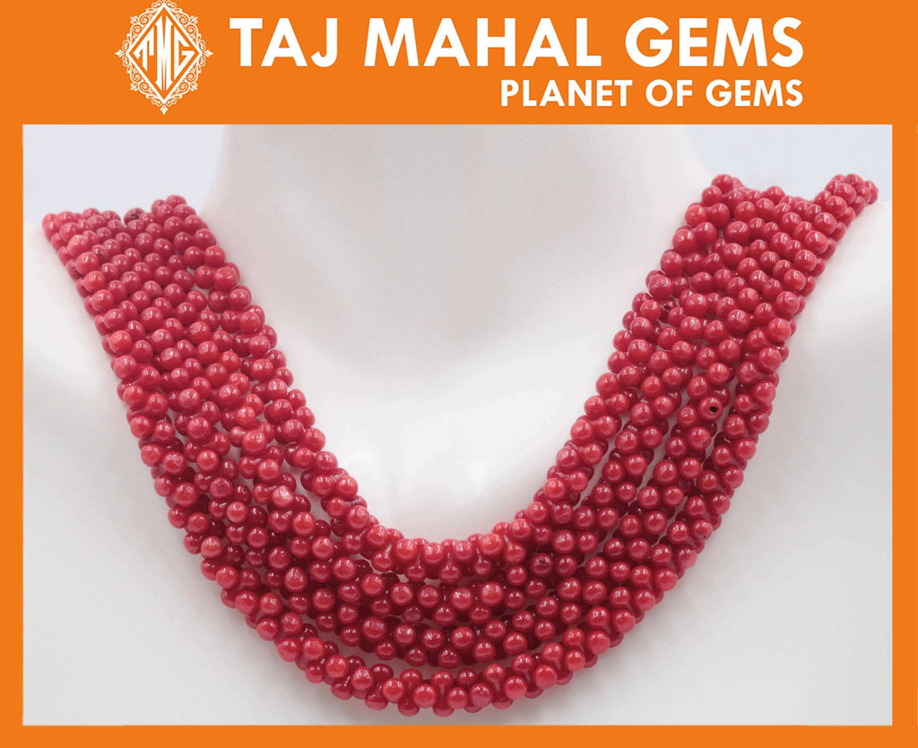 Artistic Jewelry with Antique Red Coral Beads Necklace