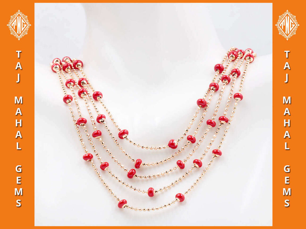 Italian Red Coral Beads: Carved Antique Strand